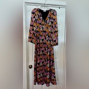 Pink Lily Floral V-Neck Maxi Dress